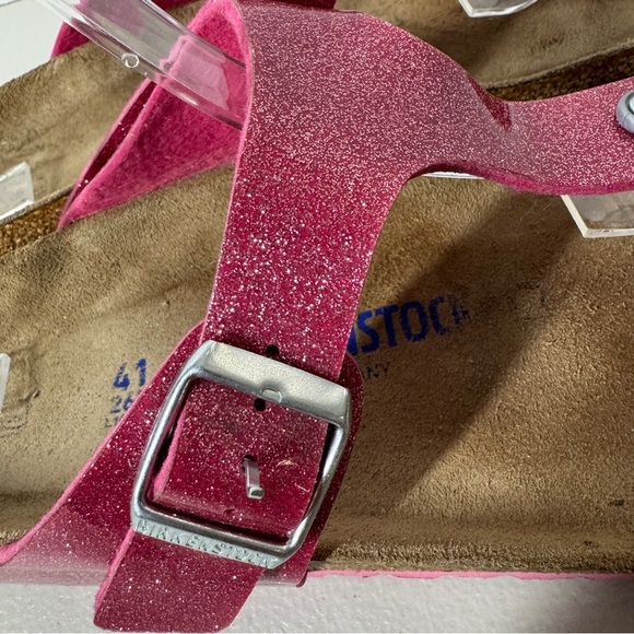Birkenstock Pink Glitter Gizeh Sandals Women’s Comfort Summer Shoes Size 41 - Picture 12 of 16